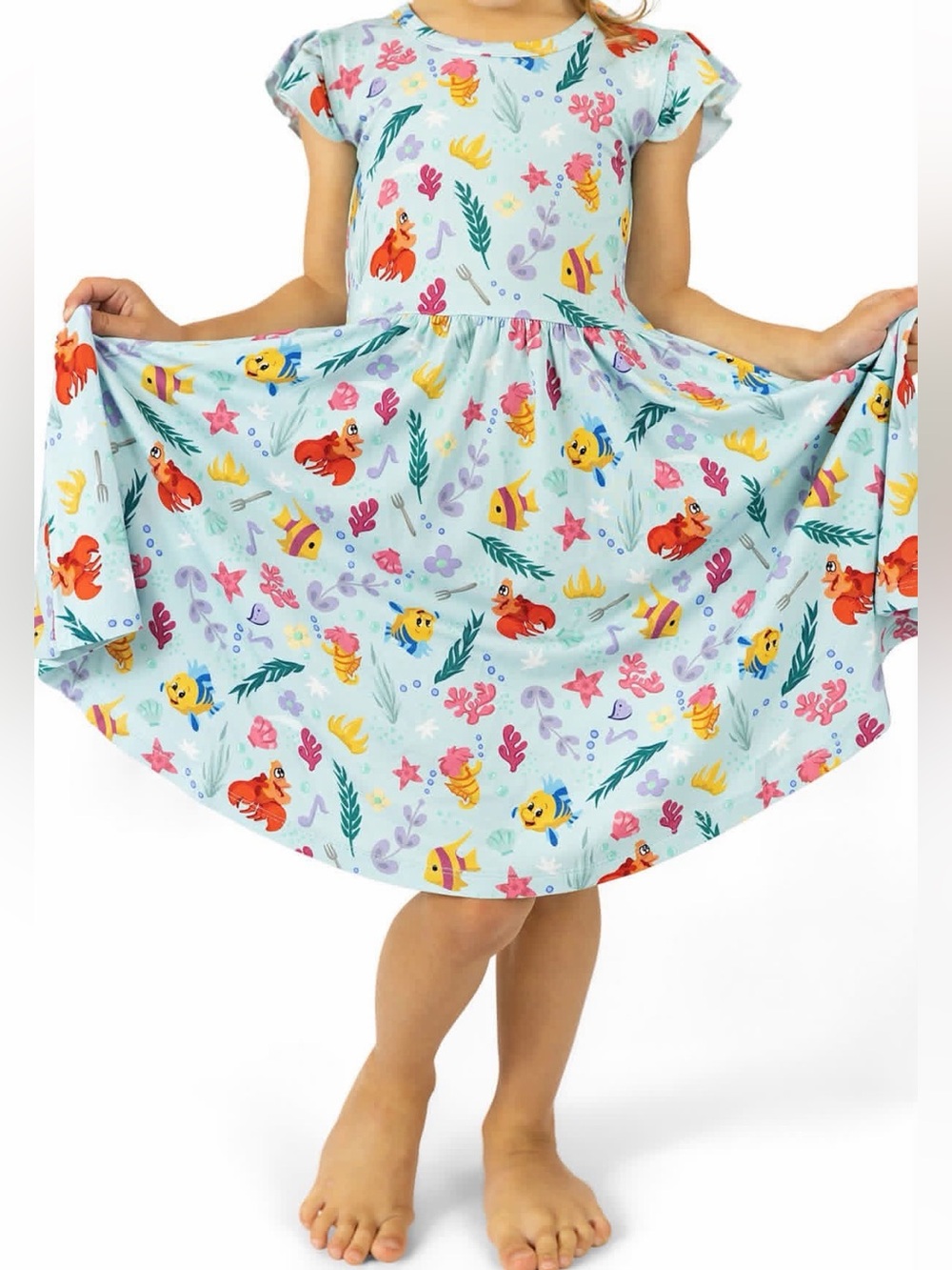 Cozy Castle Co Little Mermaid Friends Flutter Sleeve Dress 4T - NIB